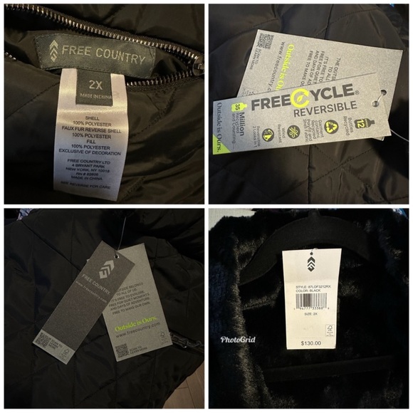 FREE COUNTRY QUILTED BLACK LIGHT
REVERSIBLE ZIP UP JACKET SIZE 2X - Picture 10 of 10